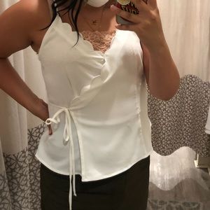 WHITE CHIFFON WRAP TANK TOP